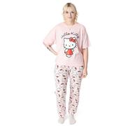 Hello Kitty Conjunto de Pijama para Mujer | Camiseta de Manga Corta con Estampado Kitty White para Adultos y Pantalones de Pijama de Pernera Larga en Rosa