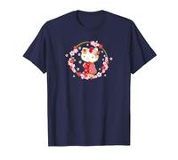 Hello Kitty Cute Cherry Blossom Sakura Season en Japón Camiseta, Hombre, Azul Marino, XXL