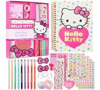 Hello Kitty DIY Kit de Papeleria para Niñas, Set de Manualidades, Diario Infantil A5 Pegatinas Notas Adhesivas Llavero Anime para Regalar