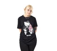 Hello Kitty & Friends - Camiseta negra de manga corta para mujer | Camiseta gráfica Rock Life | Ropa de personaje Sanrio | Camiseta de estilo retro para mujeres y niñas, Negro, XXL