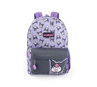Hello Kitty & Friends Mochila morada para niñas Kuromi | Mochila escolar con cremallera y estampado de personajes de dibujos animados | Mochila infantil para la escuela y viajes