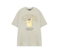 Hello Kitty & Friends Pompompurin - Camiseta clásica beige claro para mujer, camiseta gráfica de dibujos animados para mujer, cuello redondo, manga corta, sin cierre, para perros Just Want to Have