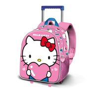 Hello Kitty Heart-Mochila 3D con Ruedas Pequeña, Rosa 26 x 34 cm, Capacidad 7 L