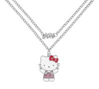 KIDS EUROSWAN Hello Kitty - Juego de collar con colgante de dibujos animados chapado en plata para niñas, talla única, Chapado en plata, No es una piedra preciosa