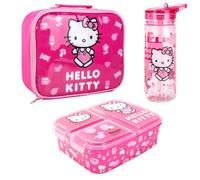 Hello Kitty Juego de lonchera para niños, bolsa de almuerzo aislada, lonchera multicompartimento y botella de agua de 580 ml, juego de comida para el almuerzo de viaje escolar, sin BPA