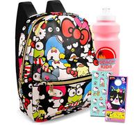 Hello Kitty Juego de mini mochila de 25.4 cm, botella, calcomanías, más suministros escolares, Hello Kitty Bolso tipo mochila, Hello Kitty Backpack, Hello Kitty Mochila, monedero Hello Kitty para
