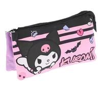 Hello Kitty Kuromi - Estuche para lápices, estuche triple, bolso escolar y guardería, para niños y adolescentes, 22 x 12 cm