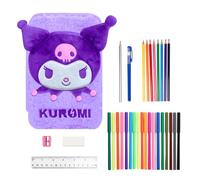 Hello Kitty Kuromi Estuche para Niñas, Juego de Papelería Incluye Lapiz Boligrafo Borrador Regla Sacapuntas Lapices y Rotuladores de Colores, Regalo para Niñas
