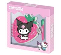 Hello kitty kuromi strawberry-pack de diario fresa + bolígrafo de 6 c