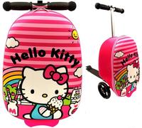 Hello Kitty - Maleta 2 en 1 para niños y equipaje de mano para montar, funda de viaje ligera con patinete integrado