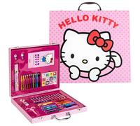 Hello Kitty Maletín Artístico Deluxe de 52 Piezas para Niños | Kit de Dibujo y Colorear con Rotuladores, Ceras, Lápices de Colores y Accesorios | Estuche de Arte Portátil | Regalo para Niños y Niñas