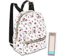 Hello Kitty Mini mochila para mujer - Mochila Hello Kitty de piel sintética de 10 pulgadas con bolsillo frontal más marcapáginas, paquete pequeño de mochila Hello Kitty color rojo