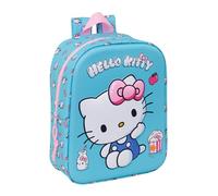 HELLO KITTY - Mochila de Guardería 3D, Fácil Limpieza, Ideal para Niños de Diferentes Edades, Cómoda y Versátil, Calidad y Resistencia, 22x10x27 cm
