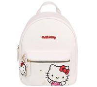 Hello Kitty Mochila de piel con llavero, mochila urbana para mujer, blanca 29x24x11 cm
