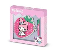 Hello Kitty My Melody Strawberry-Pack de Diario Fresa + Bolígrafo de 6 Colores, Rosa