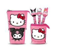 Hello Kitty Playful-Estuche Portatodo Cute + 3 Bolígrafos de Gel Borrables, Rosa, 11,5 x 17 cm