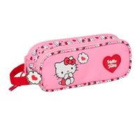 HELLO KITTY - Portatodo Doble Niño, Estuche Infantil, Estuche Niño, Ideal para Niños en Edad Escolar, Cómodo y Versátil, Calidad y Resistencia, 21x6x8 cm