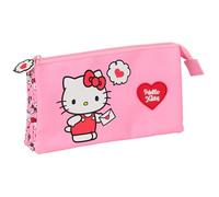Hello Kitty - Portatodo Triple, Estuche Infantil, Estuche Niño, Ideal para Niños en Edad Escolar, Cómodo y Versátil, Calidad y Resistencia, 22x3x12 cm