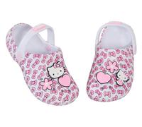 Hello Kitty Sandalias tipo zuecos para niñas con abalorios, insignias, para interiores y exteriores, deslizadores con correa para el tobillo, multicolor, 25 EU