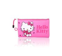 Hello Kitty Sanrio - Bolsa de maquillaje con licencia oficial, bolsa de neopreno rosa con cremallera para viajes, regalos de viaje, Rosado