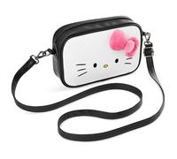 Hello Kitty Sanrio Bolso Bandolera Niña y Chica Adolescente, Bolsos Juveniles con Correa y Cierre de Cremallera, Regalos Anime (Negro/Blanco Hello Kitty)