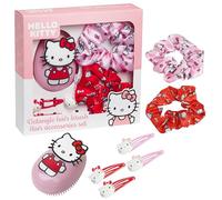 Hello Kitty Sanrio Cepillo Pelo y Set Accesorios Cabello Mujer Niña Kawaii Coleteros de Pelo Hair Clips, Regalos de Anime para Ella (Cepillo y Accesorios de Hello Kitty)