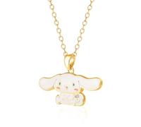 Hello Kitty Sanrio Collar de Cinnamoroll para mujer, 45,7 cm, oro de 18 quilates, con canela esmaltada, colgante 3D con licencia oficial, latón y cristal