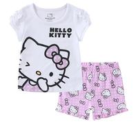 Hello Kitty Sanrio - Conjunto de camiseta de manga corta y pantalones cortos para niñas pequeñas y grandes, Violeta/Blanco, 7