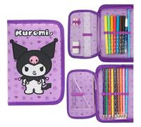 Hello Kitty Sanrio Estuche Escolar Niña Material Escolar Estuches Bonitos Aesthetic Kuromi Cinnamoroll Set Colorear Lápices de Colores Bolígrafos (Lilac Kuromi)