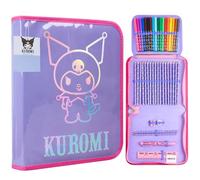 Hello Kitty Sanrio Estuche Escolar Niña Material Escolar Estuches Bonitos Aesthetic Kuromi Cinnamoroll Set Colorear Lápices de Colores Bolígrafos (Morado Kuromi)