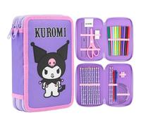 Hello Kitty Sanrio Estuche Escolar Niña Material Escolar Estuches Bonitos Aesthetic Kuromi Cinnamoroll Set Colorear Lápices de Colores Bolígrafos (Multi Kuromi)