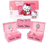 Hello Kitty Sanrio Joyero Musical Niña Adolescente Anime Joyero Organizador Caja Decorativa Bonita con Figura Giratoria Kawaii Regalo para Niñas (Rosa