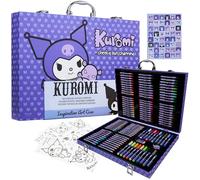 Hello Kitty Sanrio Kuromi Set de Arte para Niñas, Anime Maletin Pinturas para Niños en Estuche de Viaje, Lapices Colores, Rotuladores, Regalo Niñas (Morado Kuromi)