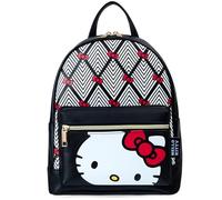 Hello Kitty Sanrio Mochila para Mujer, Adolescentes y Niñas, Kawaii Estilo, Bolsos de Hombro de Moda, Anime Regalos para Ella (Negro Hello Kitty)