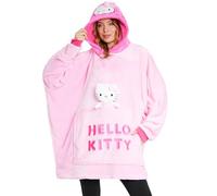 Hello Kitty Sanrio Sudaderas Mujer con Capucha, Kuromi Manta con Mangas y Peluche Adjunto, Regalos de Anime para Ella (Rosa Hello Kitty)