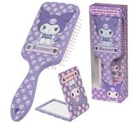 Hello Kitty Set Cepillo para el Pelo para Niñas, Adolescentes y Mujeres, Accesorios Viaje, Regalos para Ella (Cepillo y Espejo de Kuromi)