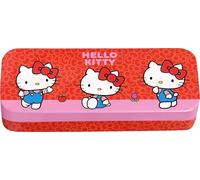 Hello Kitty Set de Maquillaje Infantil de 3 Niveles con Brillo de Labios, Sombra de Ojos, Esmalte de uñas y Pegatinas para uñas, Caja de Maquillaje en diseño Hello Kitty