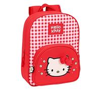 HELLO KITTY Spring - Mochila Escolar Infantil Animada, Mochila Niño, Mochila Infantil, Adaptable a Carro, Ideal para Niños, Cómoda y Versátil, Calidad y Resistencia, 26x11x34 cm, Color Rojo