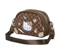 Hello Kitty Squares-Bolso Bandolera Bowling Lite, Marrón, 23 x 14 cm