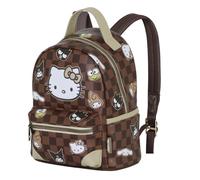 Hello Kitty Squares-Mochila Heady Pequeña, Marrón, 22 x 25 cm, Capacidad 5 L