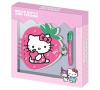 Hello kitty strawberry-pack de diario fresa + bolígrafo de 6 colores,