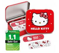 Hello Kitty Tiritas Infantiles - 24 Apósitos Adhesivos Resistentes al Agua e Hipoalergénicos en Caja Metálica - Tiritas para Heridas de Niños con Diseño Oficial Hello Kitty