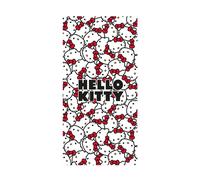 Hello Kitty Toalla Playa 140 x 70cm 100% Algodón Tacto de Terciopelo White Gatos