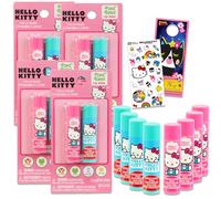 Hello Kitty Tubos de bálsamo labial: paquete con 8 bálsamos labiales Hello Kitty en varios sabores para recuerdos de fiesta más calcomanías de Hello Kitty y libro de actividades de calcomanías, más |