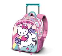 Hello Kitty Unicorn-Mochila 3D con Ruedas Pequeña, Rosa 26 x 34 cm, Capacidad 7 L