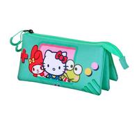 Hello Kitty Videogame-Estuche Portatodo Triple, Turquesa 23 x 11 cm