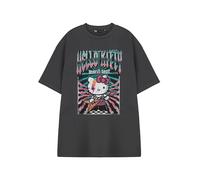 Hello Kitty World Tour - Camiseta de manga corta para mujer, color gris, diseño de personajes de Sanrio, gris oscuro, XL