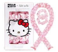 Hello Kitty x Kitsch - Juego de rizadores de pelo de satén sin calor rizos suaves durante la noche, rodillos de pelo para estilo sin encrespamiento, sin rizadores de calor