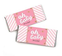 Hello Little One - Juego de 24 envoltorios para baby shower, color rosa y dorado