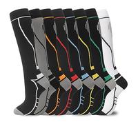 hello momya - 8 pares de calcetines de compresión para mujeres y hombres, hasta la rodilla, calcetines de correr de 20-30 mmHg, para viajes, atletismo, 00-8 pares, negro, blanco, gris, talla L - XL